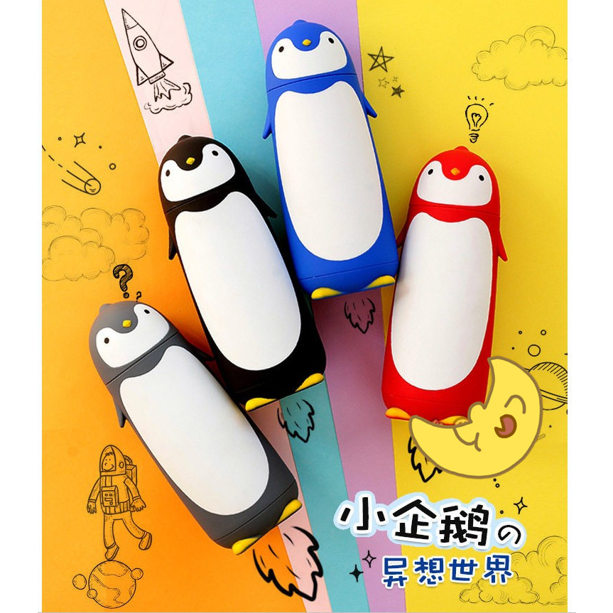 《樂購》24H寄🔔現貨免運🔔 300ML 韓版可愛企鵝保溫壺 雙層玻璃杯 創意卡通杯子 學生禮品 卡通水杯