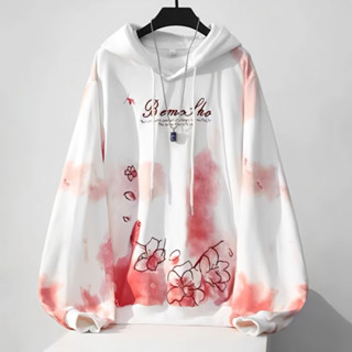 【現*貨】佰分佰/115kg內可穿/大尺碼/櫻花/刺繡/連帽衛衣/男女秋冬季/日系/寬松/情侶裝/帶帽外套/冬季女裝