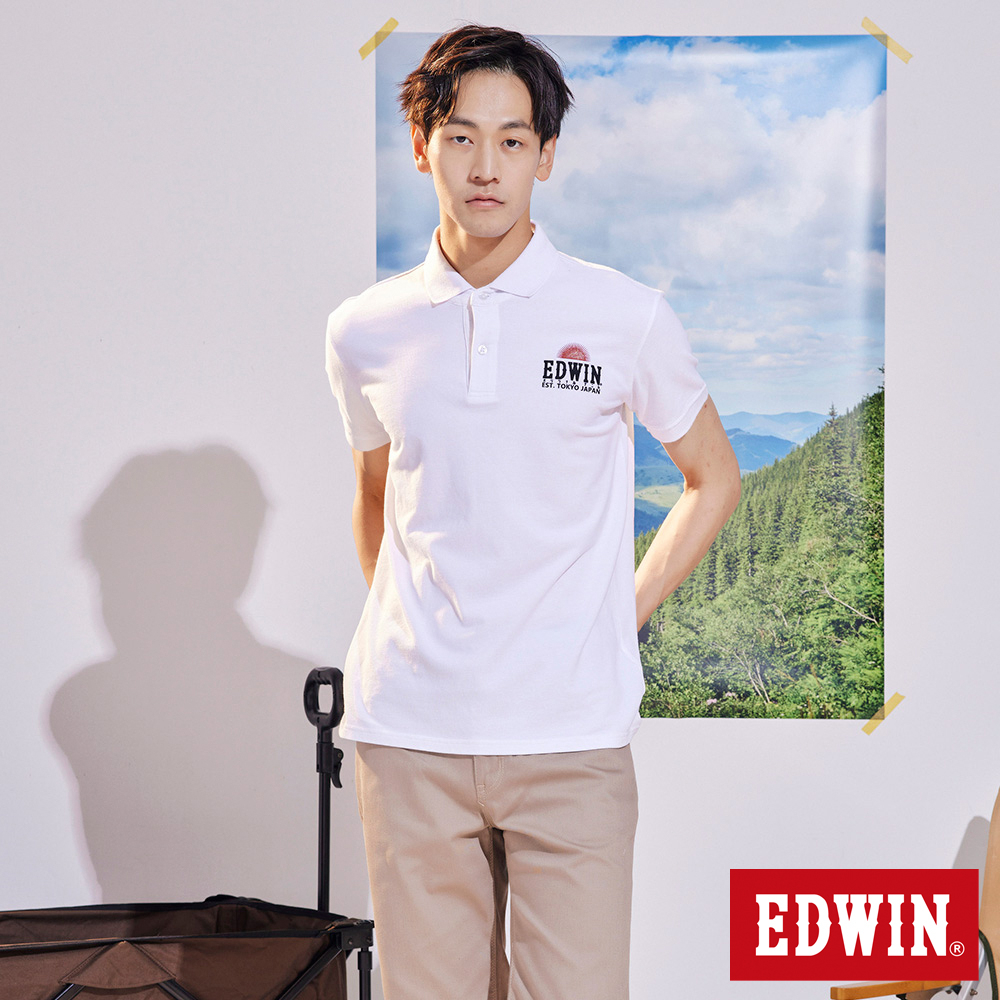 EDWIN 日落基本Basic短袖POLO衫(米白色)-男款