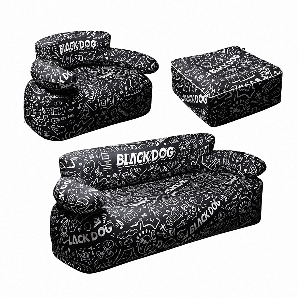 【Blackdog】瘋狂夢想家 手繪塗鴉充氣沙發 雙人款/單人款 CQ23001 原廠公司貨一年保固