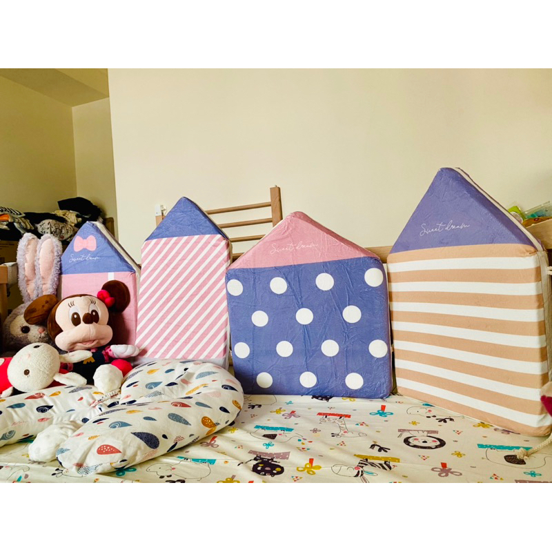 床圍 可愛床圍 四片一組 小房子床圍 嬰兒床圍 嬰兒床防護 防撞床圍 防撞 兒童房間防護 防碰撞 紫系列