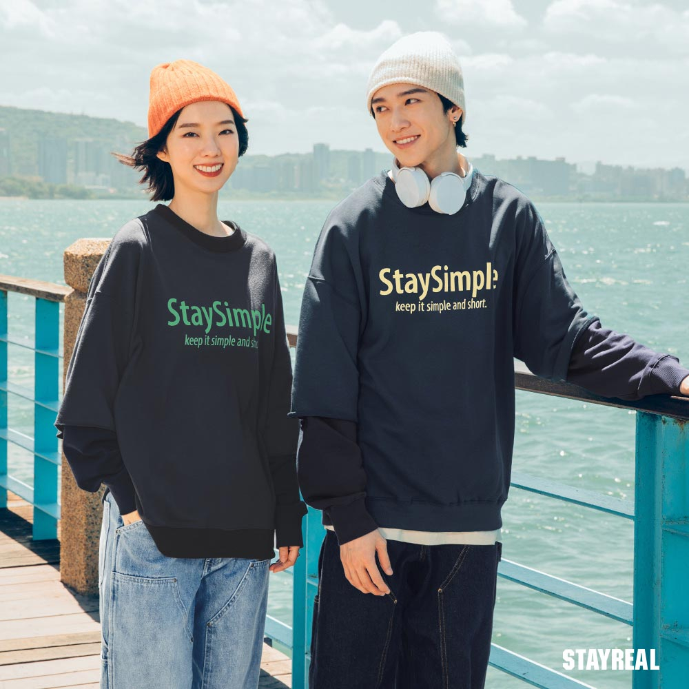 STAYREAL STAY SIMPLE假兩件厚棉T