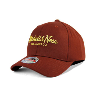 【Mitchell & Ness】MN 經典排字 酒紅色 金色字 老帽 有彈性 街頭 潮流【ANGEL NEW ERA】