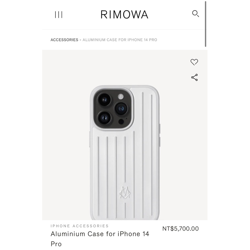 Rimowa 手機殼Aluminium Case for iPhone 14 Pro（有使用痕跡）