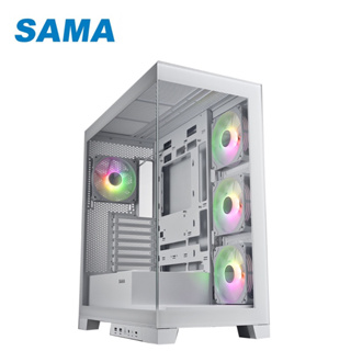 SAMA 先馬 SAK451 大境界 白色 Type-C 海景房 360 風扇 ARGB 背插式 直立顯卡 電腦機殼