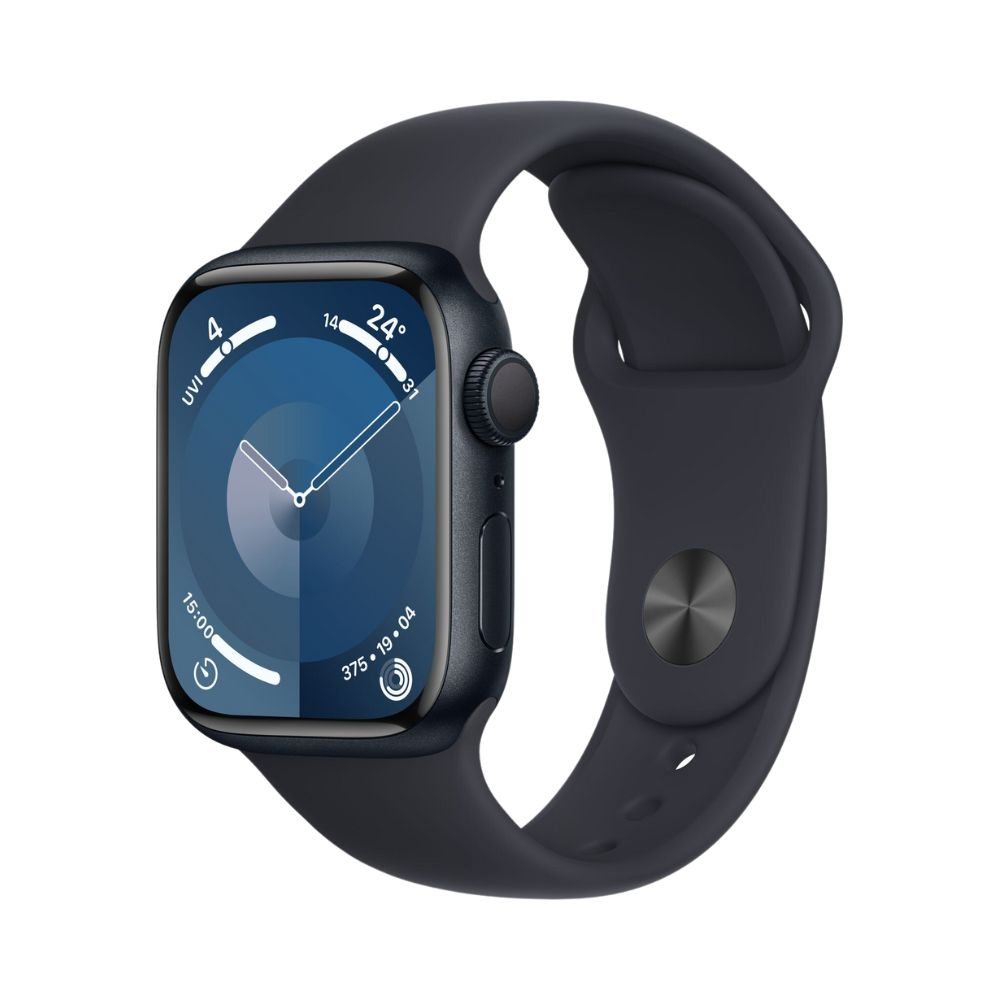 Apple Watch S9 GPS 41mm/45mm 午夜色鋁金屬錶殼/午夜色運動型錶帶 智慧手錶 欣亞