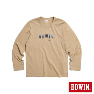 EDWIN 滑鼠購物車LOGO薄長袖T恤(淺卡其)-男款