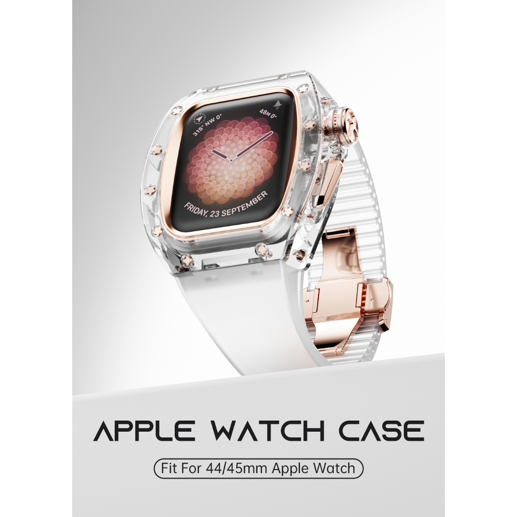 K9水晶玻璃改裝錶殼  Apple Watch 5/6/7/8/9/SE 44mm 45mm手錶 RM改裝 高端款 錶帶