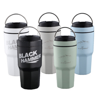 【Black Hammer】陶瓷不鏽鋼晶鑽杯930ml 藍/綠 /灰/黑/白 冰壩杯 提把保冰杯