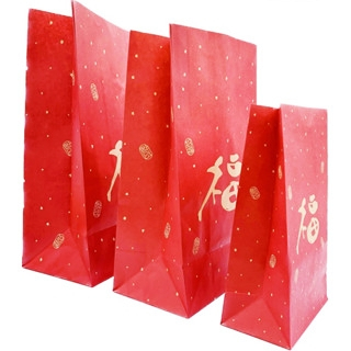 [永久包裝+] 福袋 平口立體紙袋 50入 春節 包材 紙袋 台灣製 平口紙袋 送禮紙袋 送禮紙袋 包裝袋 紅色紙袋