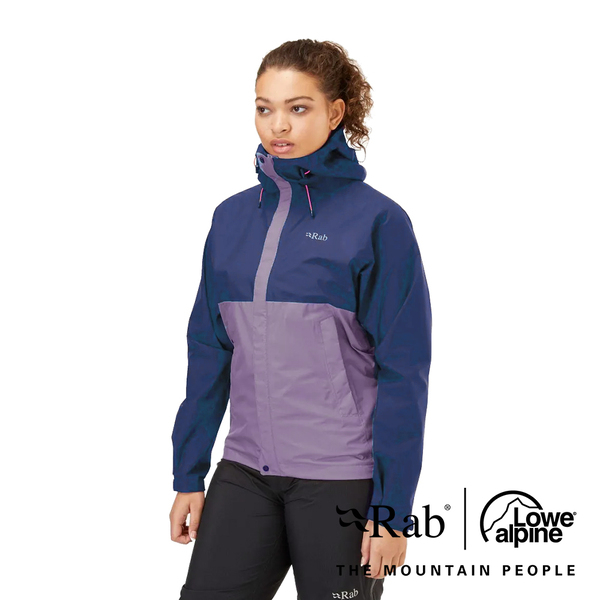 【RAB】QWG83 女款 Downpour Eco Jacket 輕量防風防水連帽外套 飛彈藍/紫