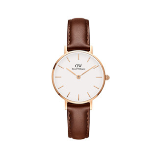 【DW】棕色真皮錶帶 白面玫瑰金框 DW手錶 DW00100231