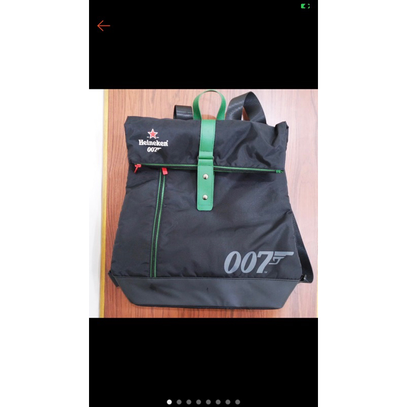 【全新】絕版品 海尼根 007 後背包 HIPJ98 磁吸式 拉鍊 背包 黑色