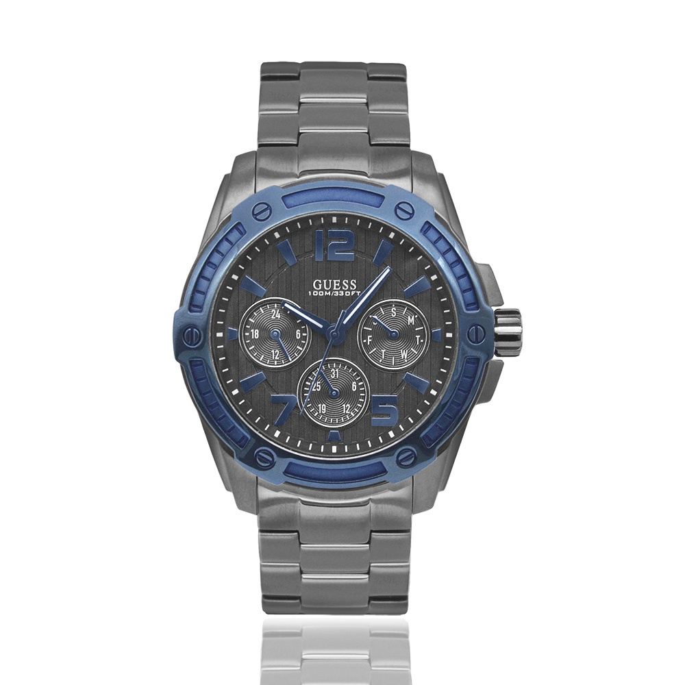 GUESS | 多功能三眼造型男錶 - 藍x灰 W0601G1