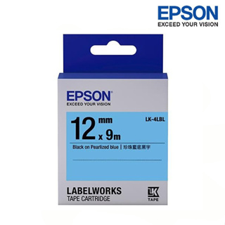 【含稅店】EPSON LK-4LBL 珍珠藍底黑字 標籤帶 珍珠彩系列 (寬度12mm) 標籤貼紙 S654420