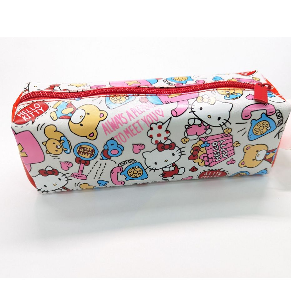 【福利品出清】三麗鷗 Hello Kitty 凱蒂貓 簡約四方皮格筆袋 鉛筆袋 方形 筆袋【金玉堂文具】