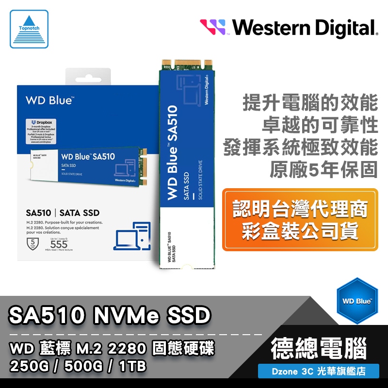 WD 威騰 SA510 固態硬碟 SSD M.2 2280 藍標 250G 500G 1TB 光華商場