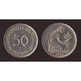 【全球郵幣】德國錢幣 Germany 1984F 50 Pfennig AU