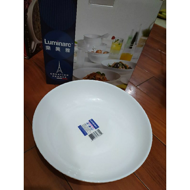 全新 法國 樂美雅 圓盤 深盤 餐盤 盤子 白玉玻璃 強化玻璃 Luminarc 18.5cm 白盤