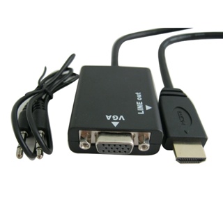 SAFEHOME HDMI 轉 VGA + 3.5mm 孔 視訊+音源轉接線，內建晶片效果好 CA3301