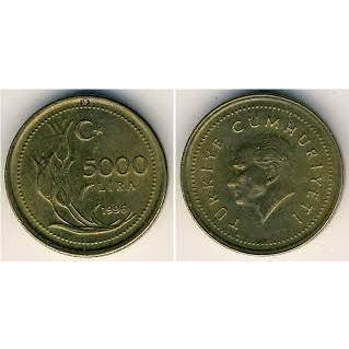 【全球郵幣】土耳其 TURKEY 1996年 5000 Bin Lira AU