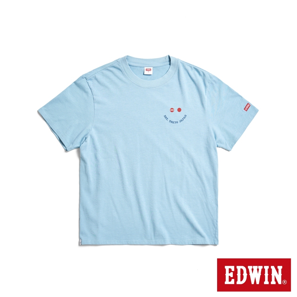 EDWIN 寬版 吉普車印花短袖T恤(淺藍色)-男款