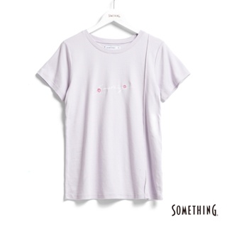 SOMETHING 基本繡花LOGO短袖T恤(粉紫色) -女款