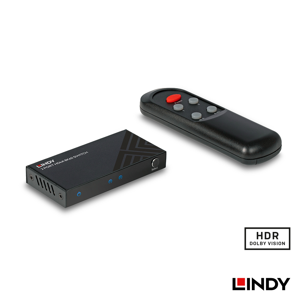 LINDY德商38337】HDMI2.1 8K@60HZ 二進一出影像切換器 支援HDR10+，HDCP2.3