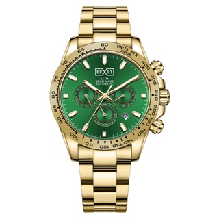 【WANgT】BEXEI 貝克斯 海洋之心系列 金綠鋼三眼太陽紋錶盤機械錶9158