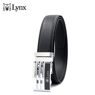 【Lynx】時尚紳士橫條樓空銀頭十字壓紋牛皮自動扣皮帶 LY11-8366-99