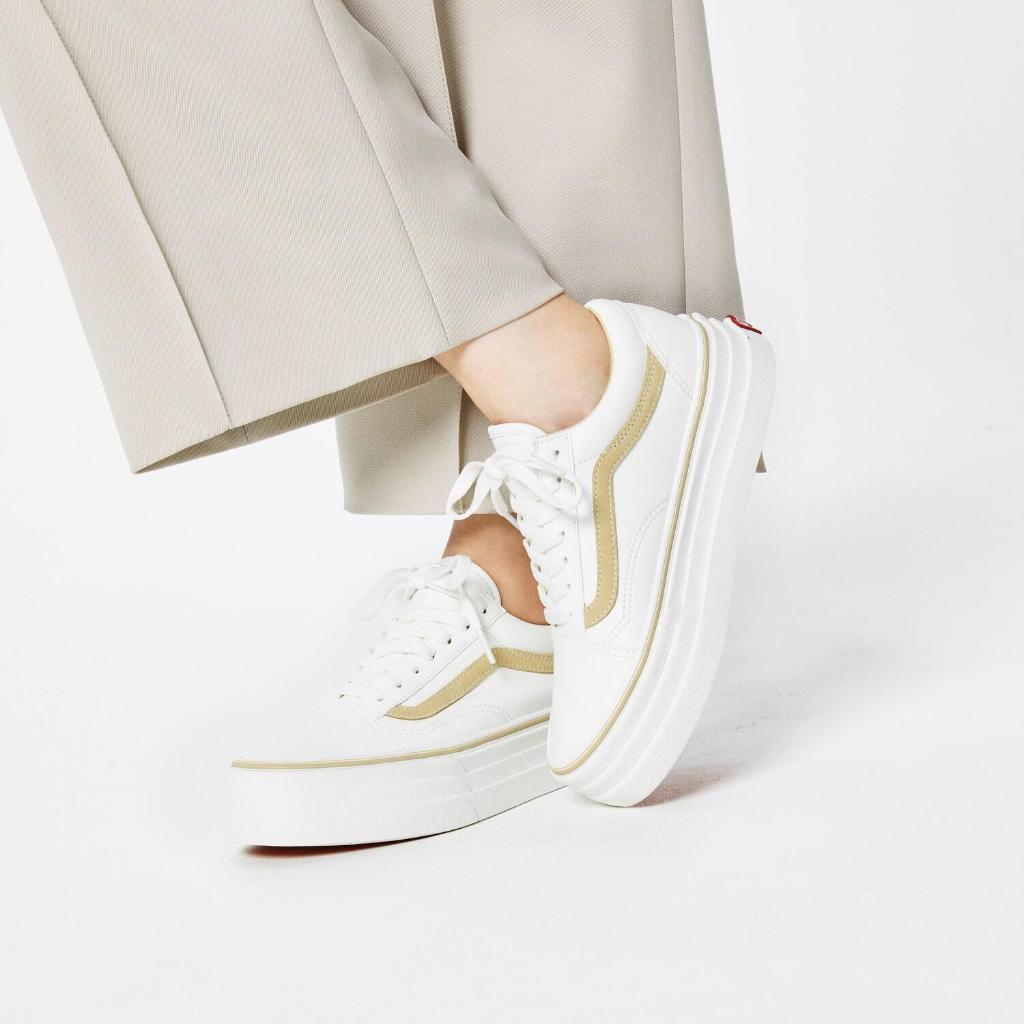 [unclev1966] Vans OLD SKOOL 3SOLE JP 奶茶 白底 厚底增高 日系風 百搭 女孩限定