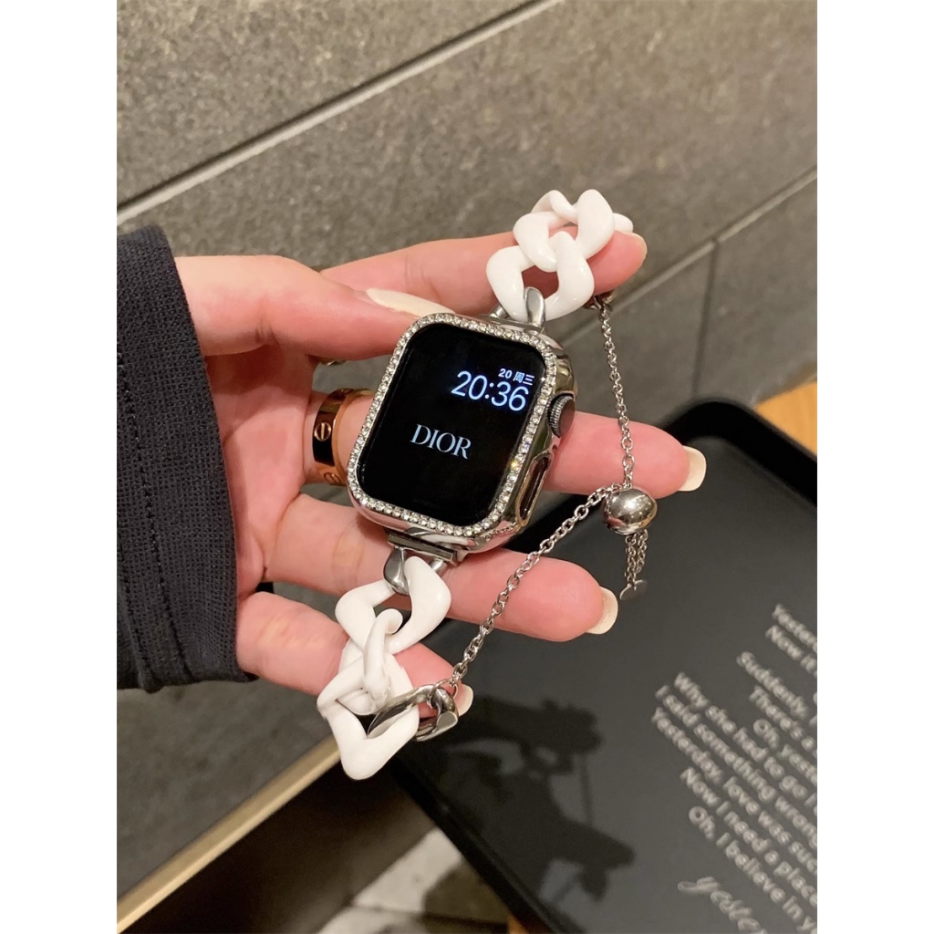 《台灣出貨》設計款 APPLE WATCH 小香陶瓷錶帶 鏈式錶帶 S8 S7 S9 iwatch全系列 女士錶帶