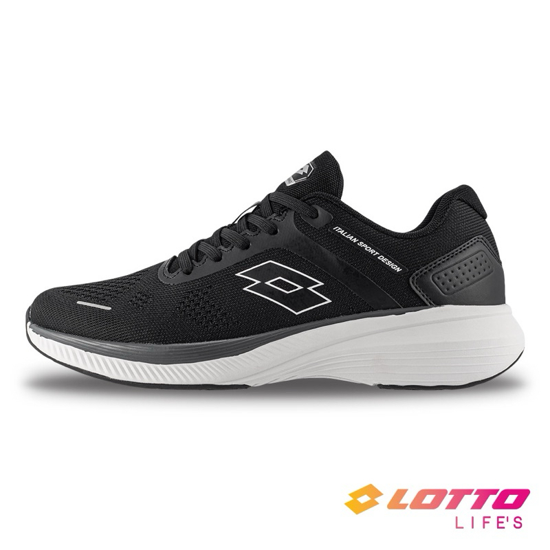 LOTTO 樂得 義大利 慢跑鞋 男款 輕步 飛織跑鞋 運動鞋 輕量 透氣 緩震 舒適 黑/白 LT3AMR8760