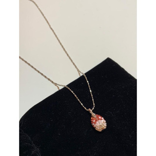 925純銀 粉紅桃紅小瓢蟲🐞鑲鑽鎖骨項鍊 短項鍊