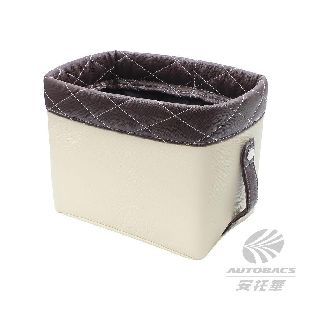 【YAC】LATTIC 垃圾桶 咖啡棕白色 PF38 優雅菱格小物收納盒
