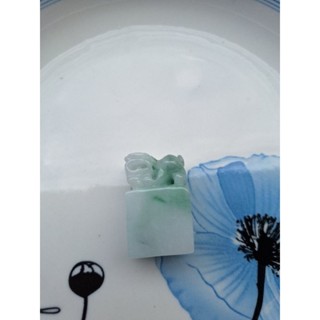 🌸天然緬甸A貨翡翠🌸 細糯化 白底青 飄蘭花 貔貅印章 翡翠 玉