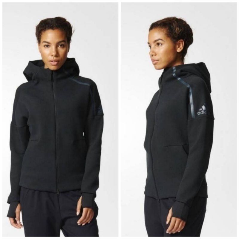 美版正品ADIDAS愛迪達 ZNE HOODY 零負能量 女黑色連帽外套S