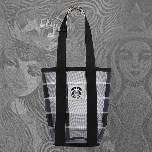 Starbucks 台灣星巴克 2023 台南文創 黑色條紋網布隨行杯袋 茄芷袋 網布堤袋 網袋 網布袋 黑女神