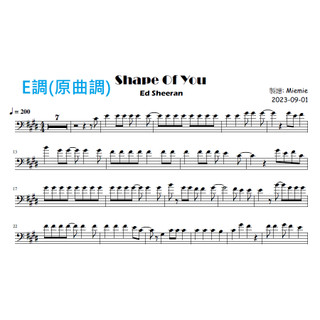 (大提琴譜/樂譜) Ed Sheeran - Shape of you (Cello Sheets)