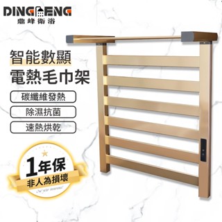 【鼎峰衛浴】電熱毛巾架 110v毛巾架 免打孔加熱 炭纖維速熱 觸屏顯示 智慧定時 恆溫烘乾觸控浴室架 衛生間毛巾桿