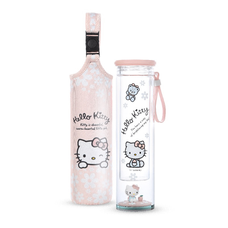 （全新現貨）7-11 Hello Kitty 限量玻璃立體公仔隨身瓶附提袋組