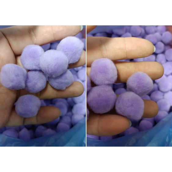 台灣製庫存手作材料紫色毛球，大約2公分~一顆1元~30顆20元.下標20元出30顆.批發價.批發商自售