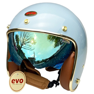 EVO CA312 VENUS+PLUS 松霧藍 內鏡電鍍 騎士帽 復古安全帽