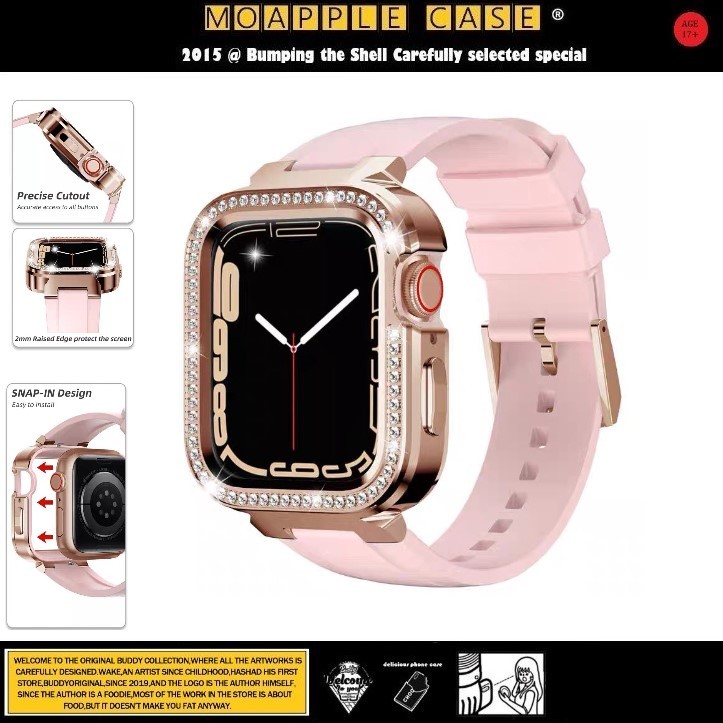 💎【小錶徑大水鑽 】【Apple Watch錶帶】金屬水鑽殼