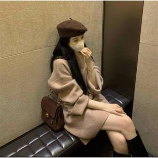 Gray灰 | 圓領反摺寬袖親膚針織上衣 慵懶甜美風 寬鬆版型 長度可蓋臀 簡約設計 臺灣出貨 電子發票 1013