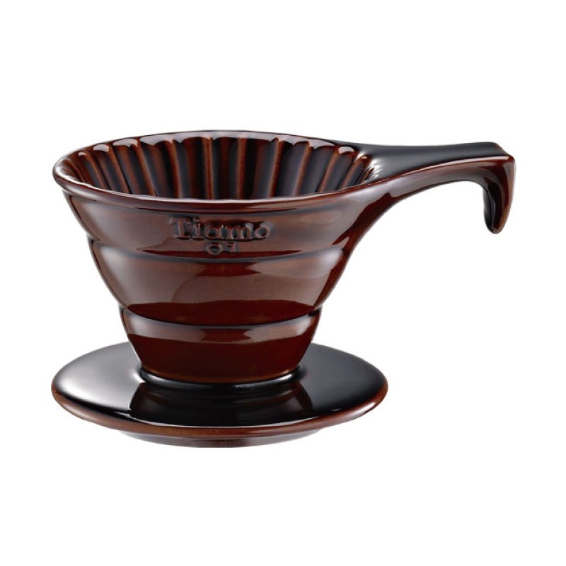 【Tiamo】V01長柄陶瓷咖啡濾器組 附濾紙量匙/HG5533BR(咖啡)| Tiamo品牌旗艦館