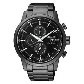 (聊聊享更優惠) CITIZEN星辰 Chronograph 亞洲限定 黑色系 光動能三眼計時腕錶 CA0615-59E