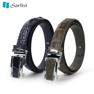 【臺灣現貨】【Sarlisi 】夏麗絲泰國進口新款鱷魚皮男士皮帶真皮輕奢商務高檔腰帶