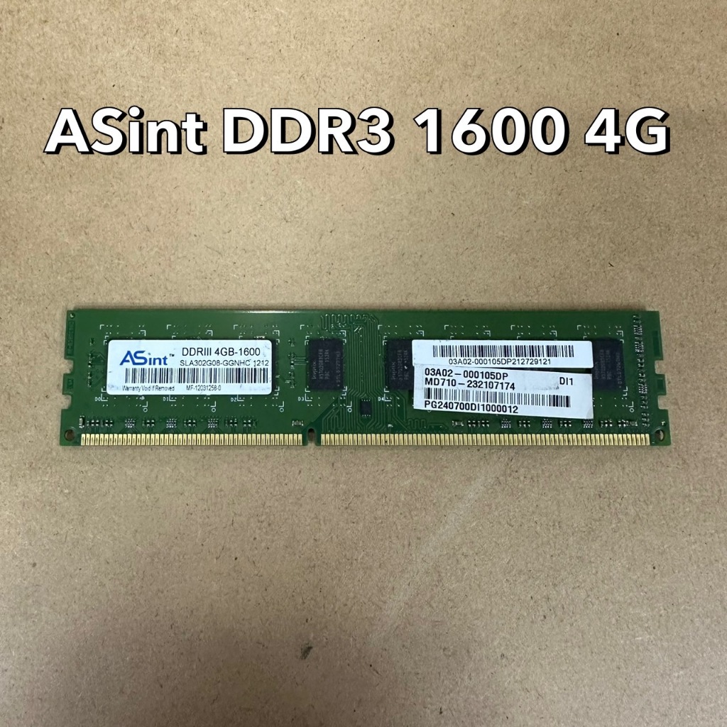 記憶體✅ ASint DDR3 1600 4G 保固一個月