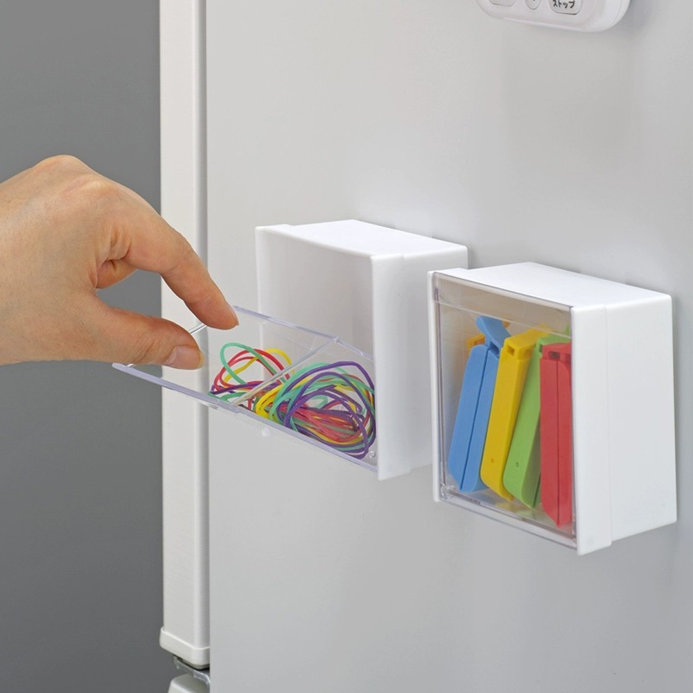 日本製SWING磁鐵小物斜取盒 透明置物盒 冰箱磁鐵收納 掀蓋收納